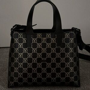 Valentino by Mario Valentino monogram leather handbag Black/silver